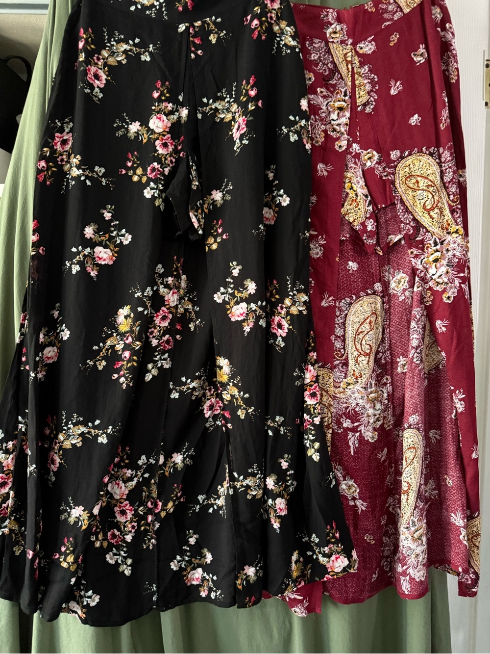 Floral Print Open Maxi Skirt with shorts - Black & Burgundy Bundle SZ L NWOT
